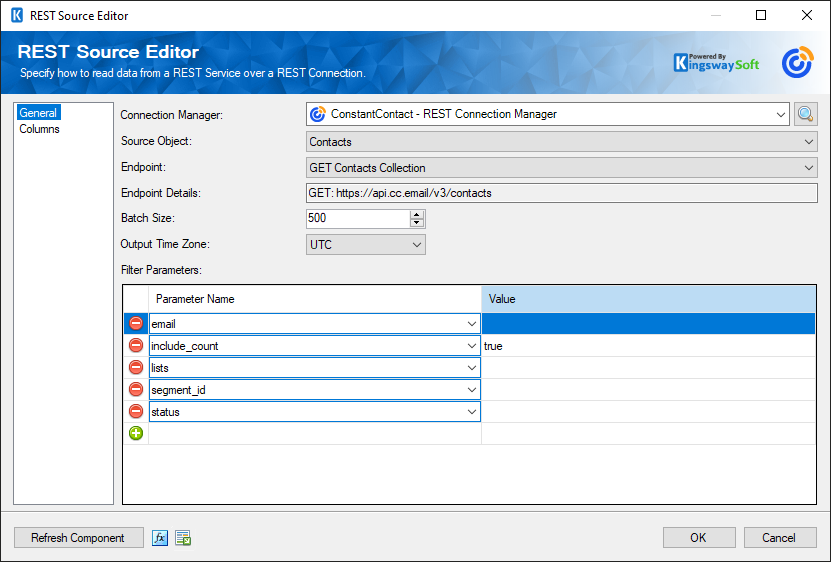 SSIS Constant Contact REST Source